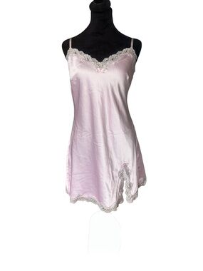 Victoria's Secret baby Pink Satin Lace Chemise Slip Babydoll Nightgown Nightie M